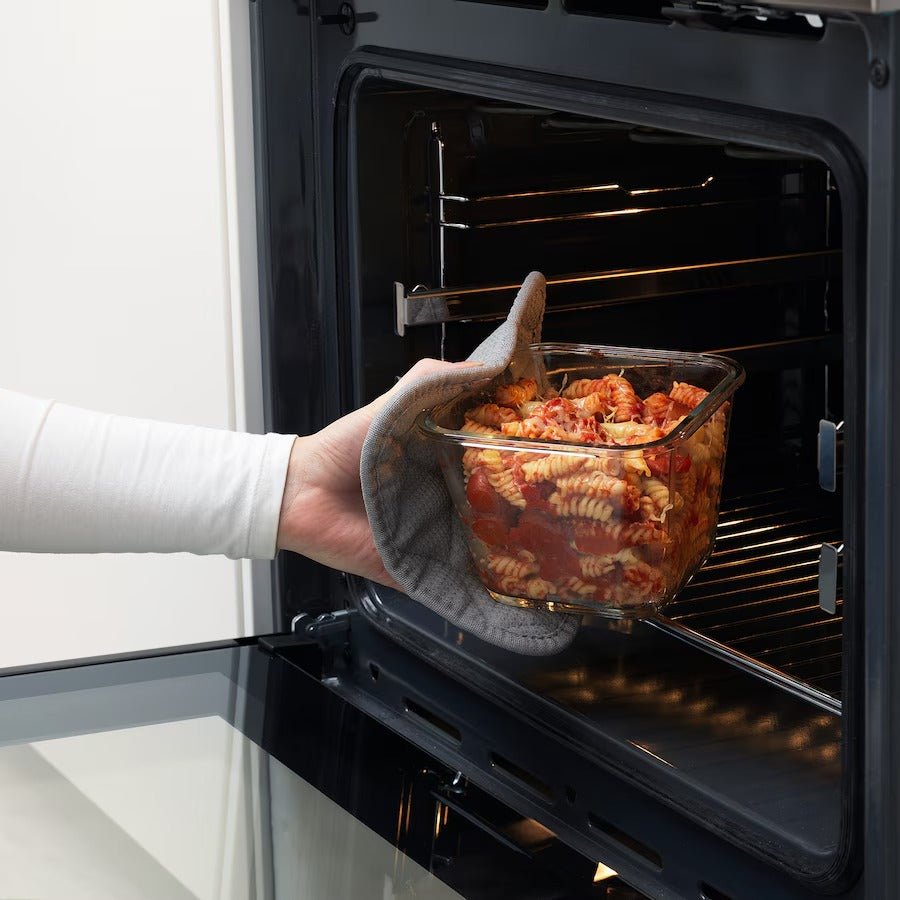 IKEA 365+ Food container with lid, square glass/plastic, 1.2 l