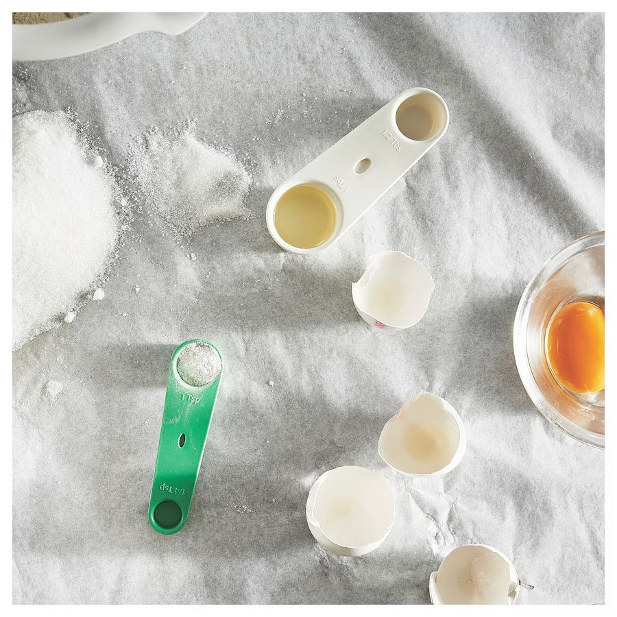 UPPFYLLD Measuring cup, set of 2, off-white/bright green