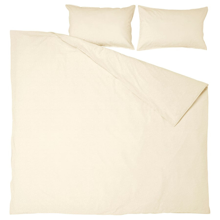 ÄNGSLILJA Duvet cover and 2 pillowcases, natural, 200x200/50x80 cm