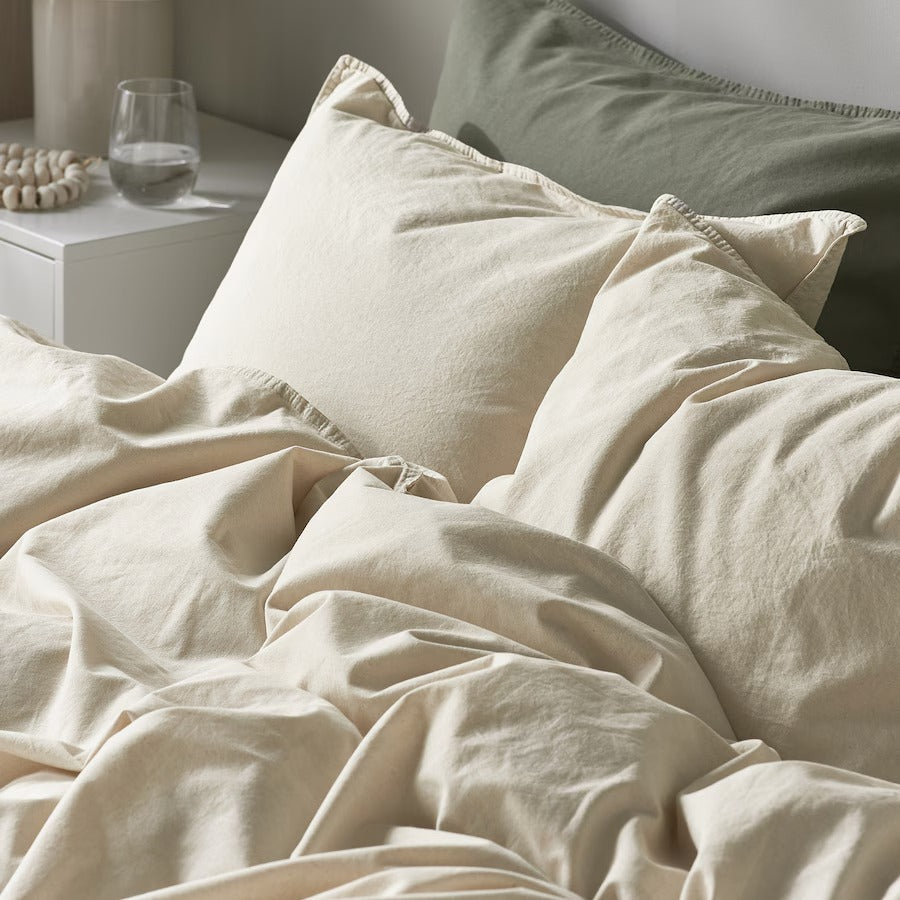 ÄNGSLILJA Duvet cover and 2 pillowcases, natural, 200x200/50x80 cm