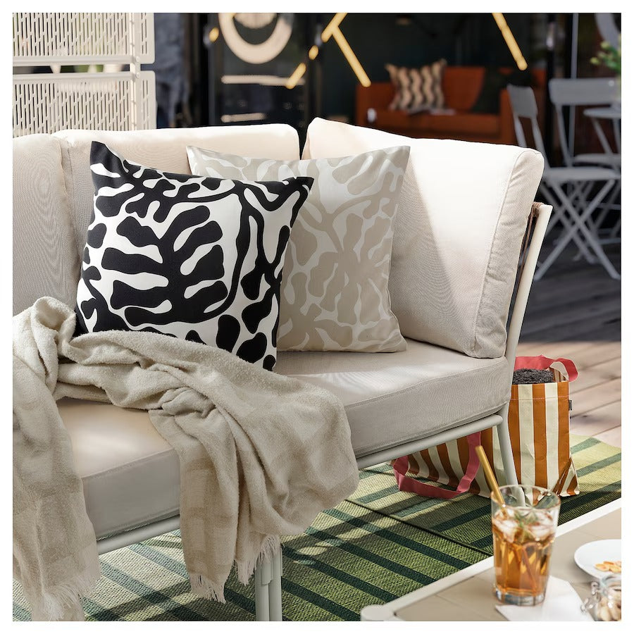 GRÖNKNAVEL Throw, check beige/outdoor indoor, 180x120 cm