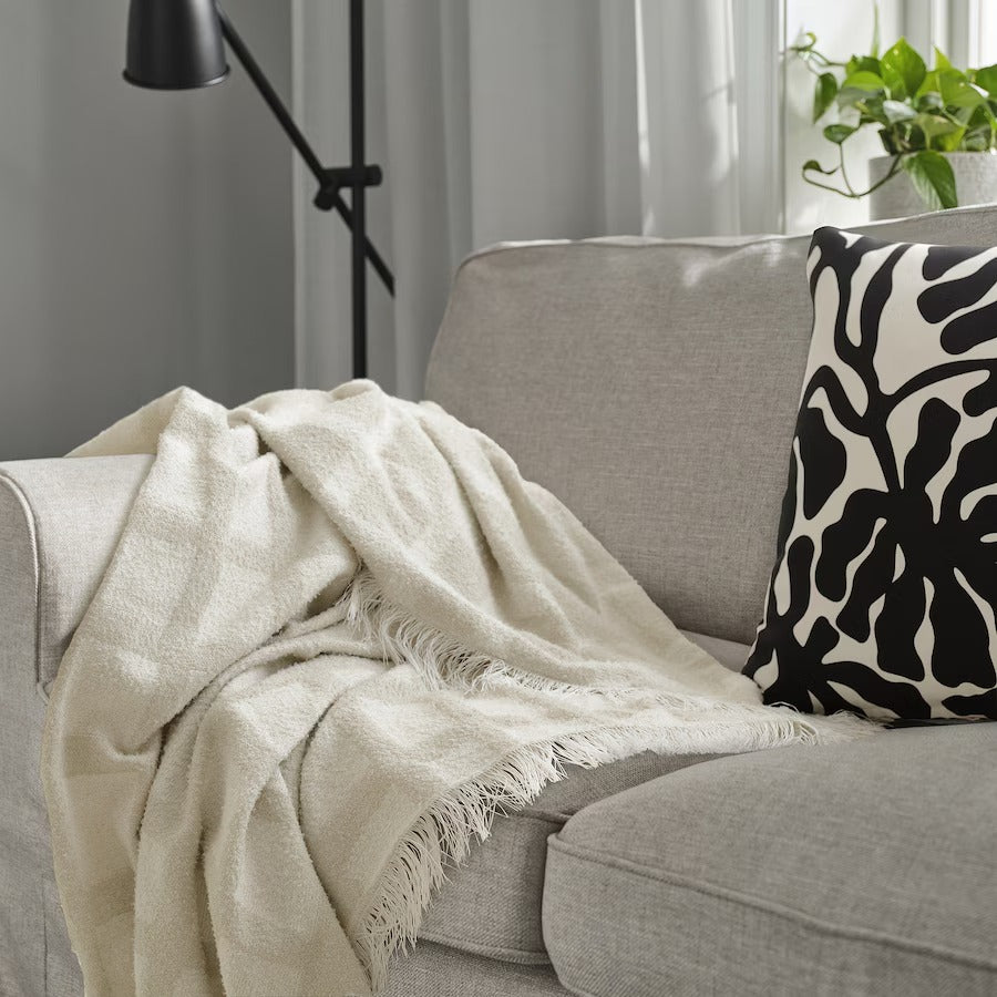 GRÖNKNAVEL Throw, check beige/outdoor indoor, 180x120 cm