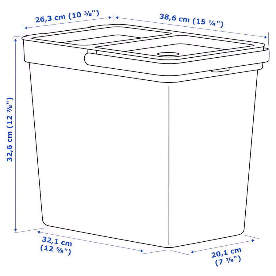 HÅLLBAR Bin with lid, light grey, 22L