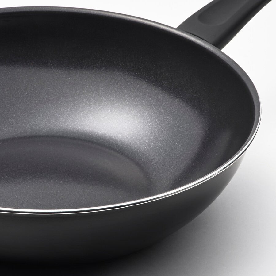 HEMLAGAD Wok with lid, non-stick coating black, 28 cm
