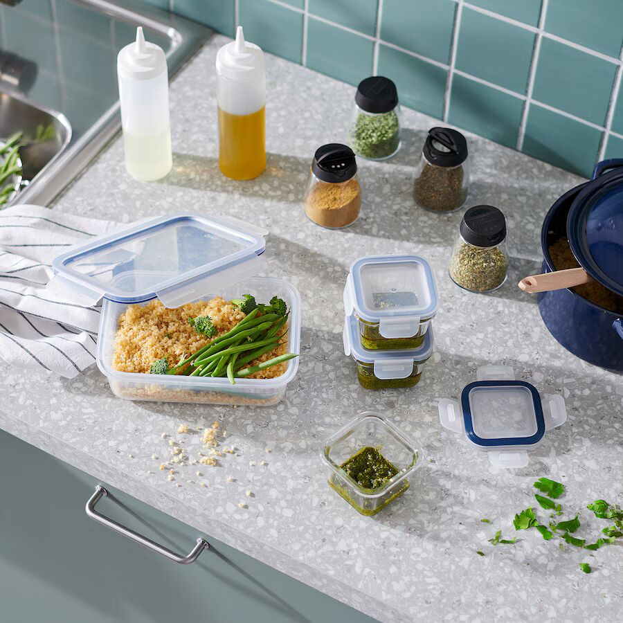 IKEA 365+ Food container with lid, square/glass