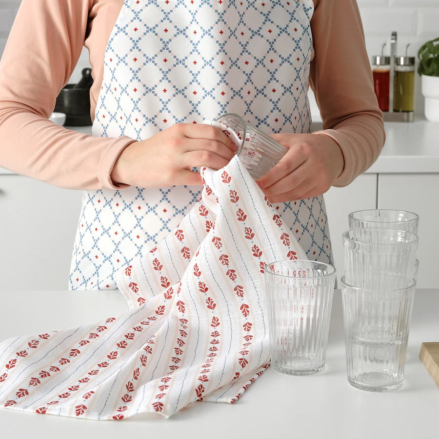 INAMARIA Tea towel, patterned red/pink, 45x60 cm