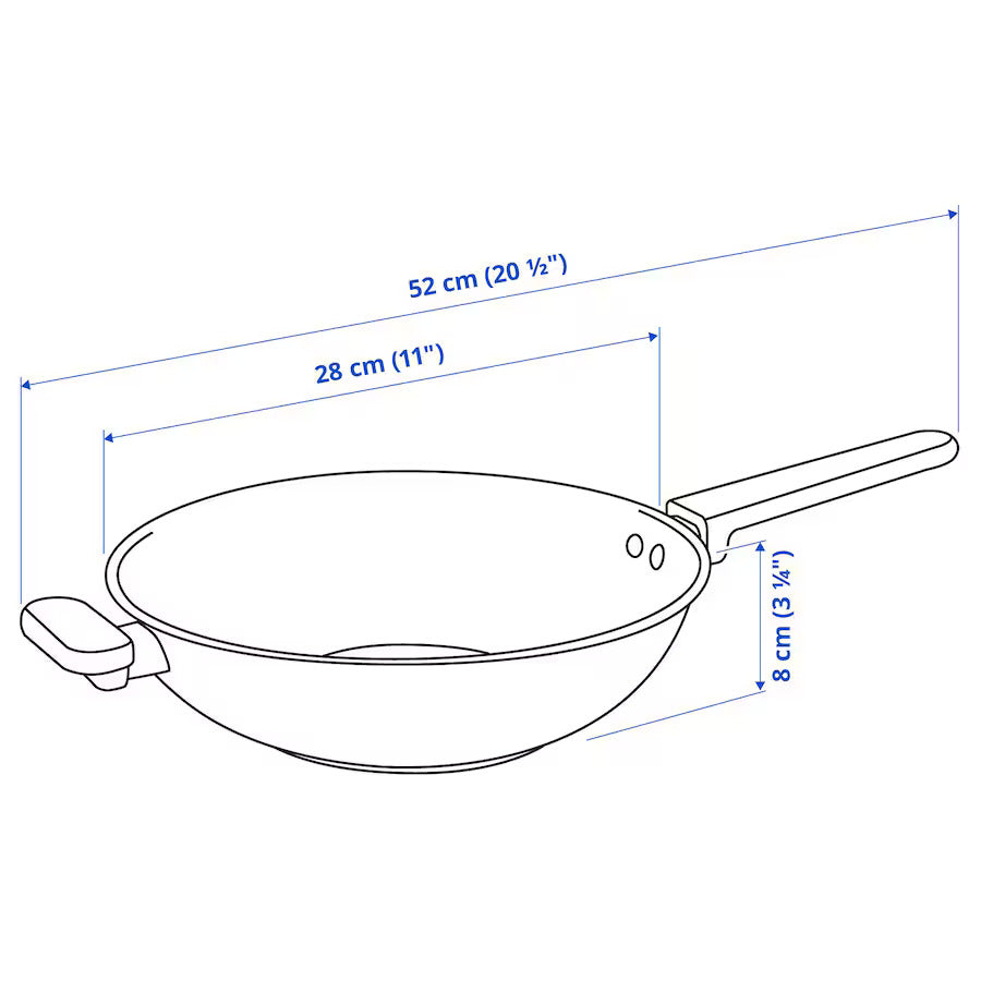 MIDDAGSMAT Wok, non-stick coating/stainless steel, 28 cm