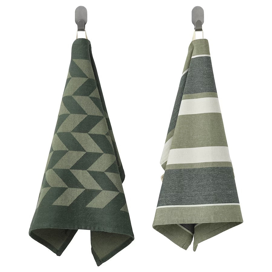 SANDVIVA Tea towel, green/white, 45x60 cm
