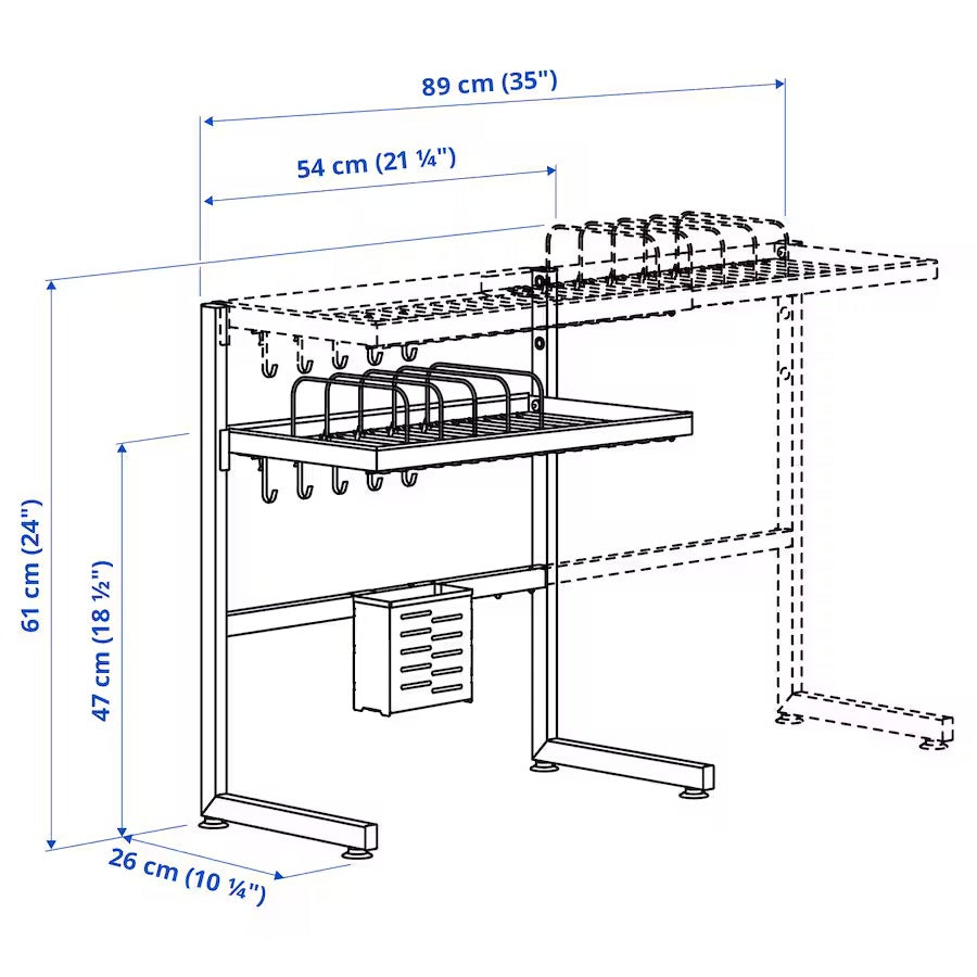 SKYGGFISK Dish drainer, white/extendable
