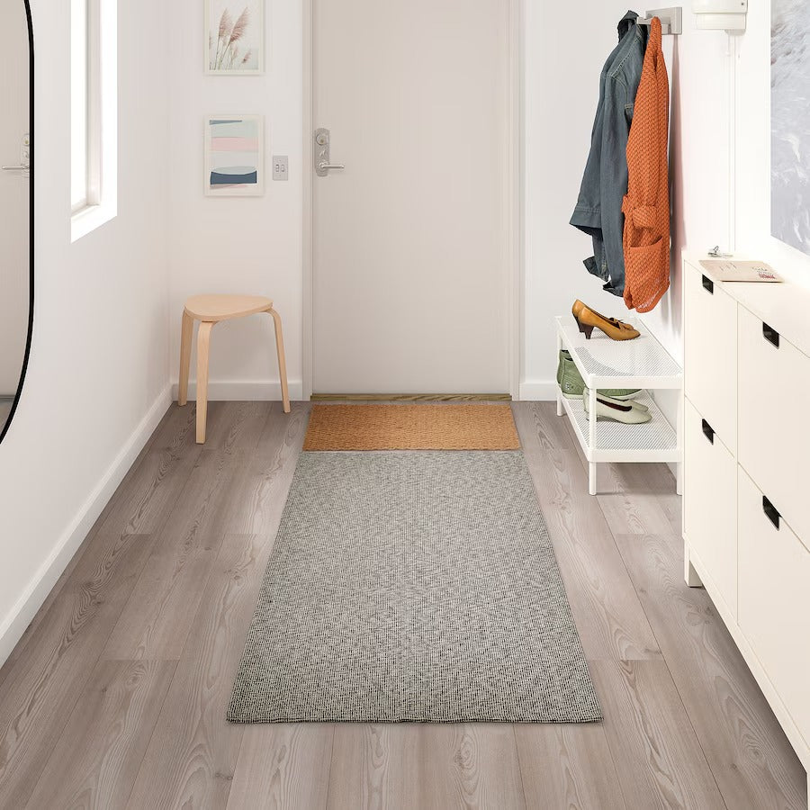 TIPHEDE Rug, flatwoven, black/natural, 80x150 cm